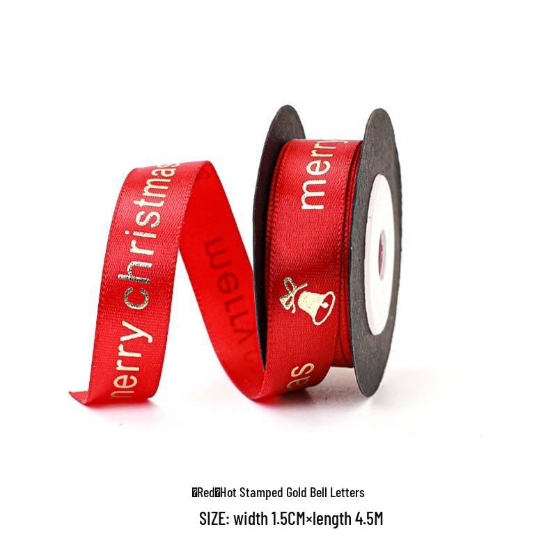 Festive Ribbon: Christmas Gift, New Year, Birthday - Red & Green Plaid with Hot Stamping for Gift Boxes & Bows