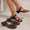 Fashion Minimally Casual Toe Strap Sandals for Women In Summer, Retro Square Toe Wedge Heel, Wearing Cool Slippers On The Outside
