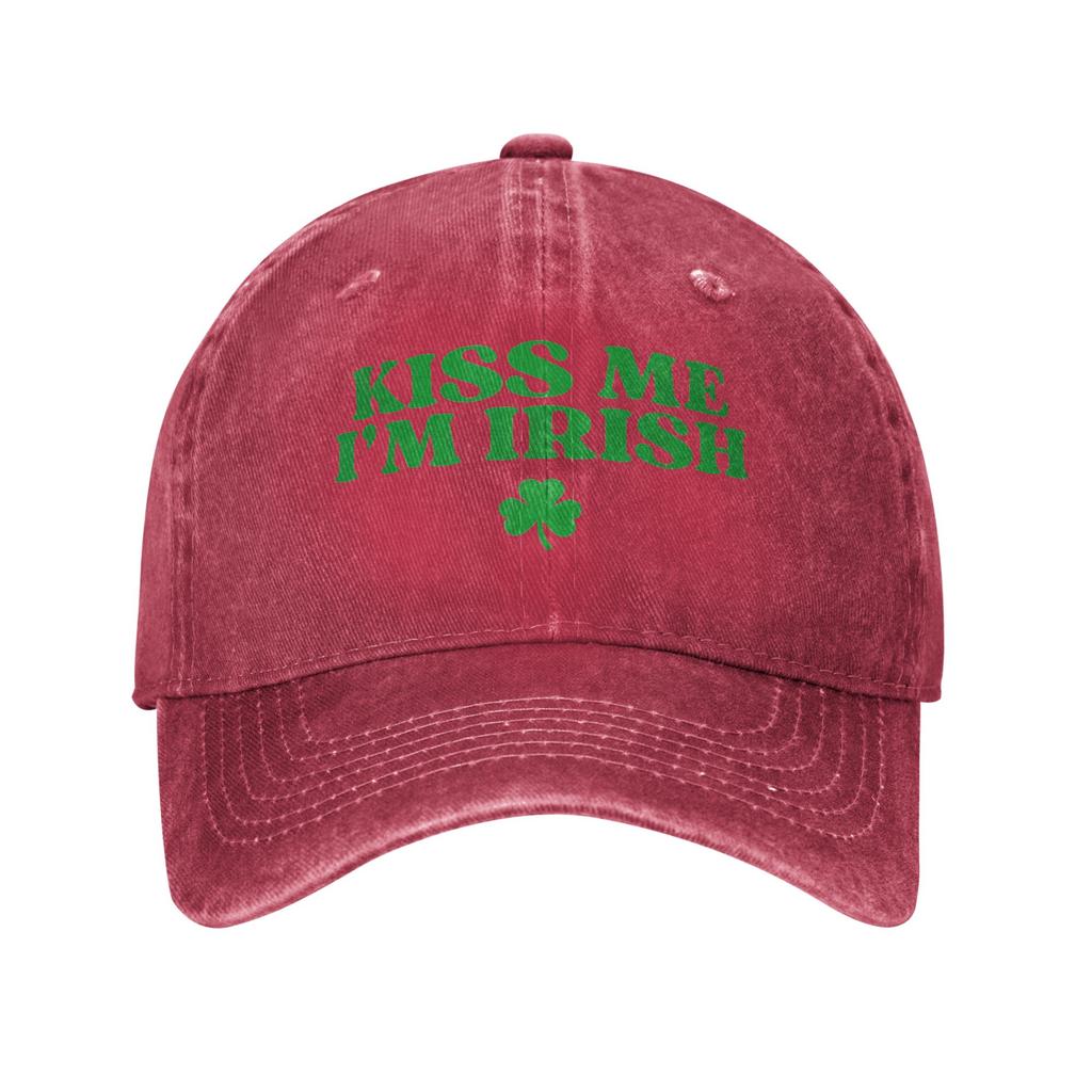 Summer Kiss Me Im Irish St Patricks Day Baseball Cap Sun Sunscreen Design Washed Trucker Hat Unisex Unisex Hippie Baseball Caps
