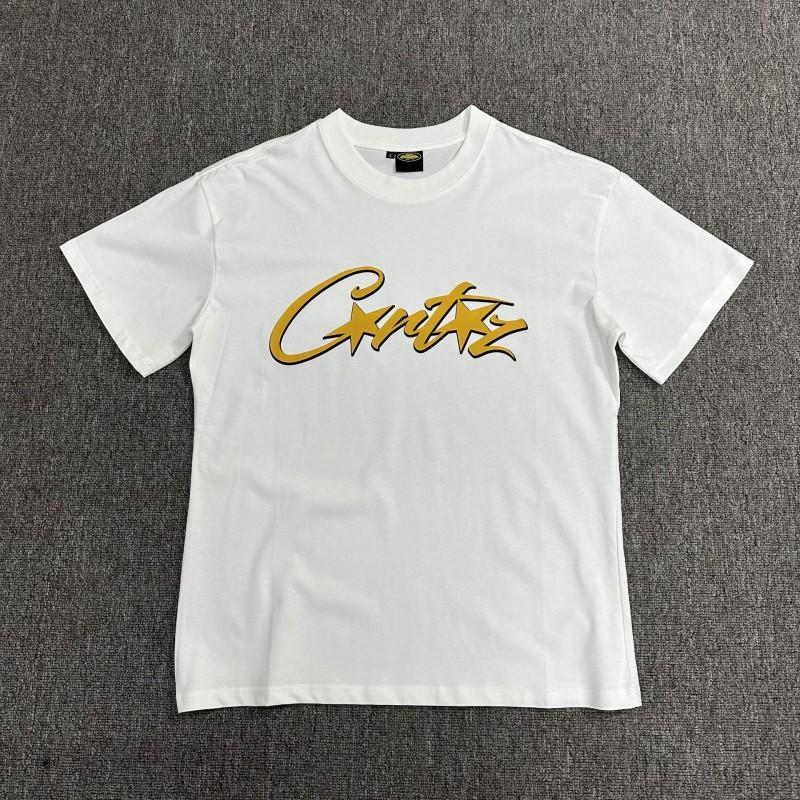 Хлопковая футболка Corteiz Streetwear Мужская Свободный крой Круглый вырез Короткий рукав Хип-хоп Графическая футболка