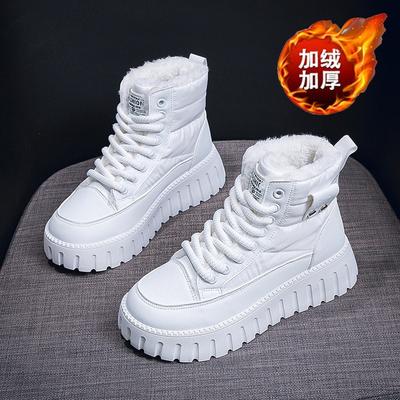Женские утепленные флисом зимние ботинки Горячая распродажа Бренд Шнуровка Платформа Высокий верх Ботильоны Нескользящая резиновая подошва Женская повседневная обувь Mujer