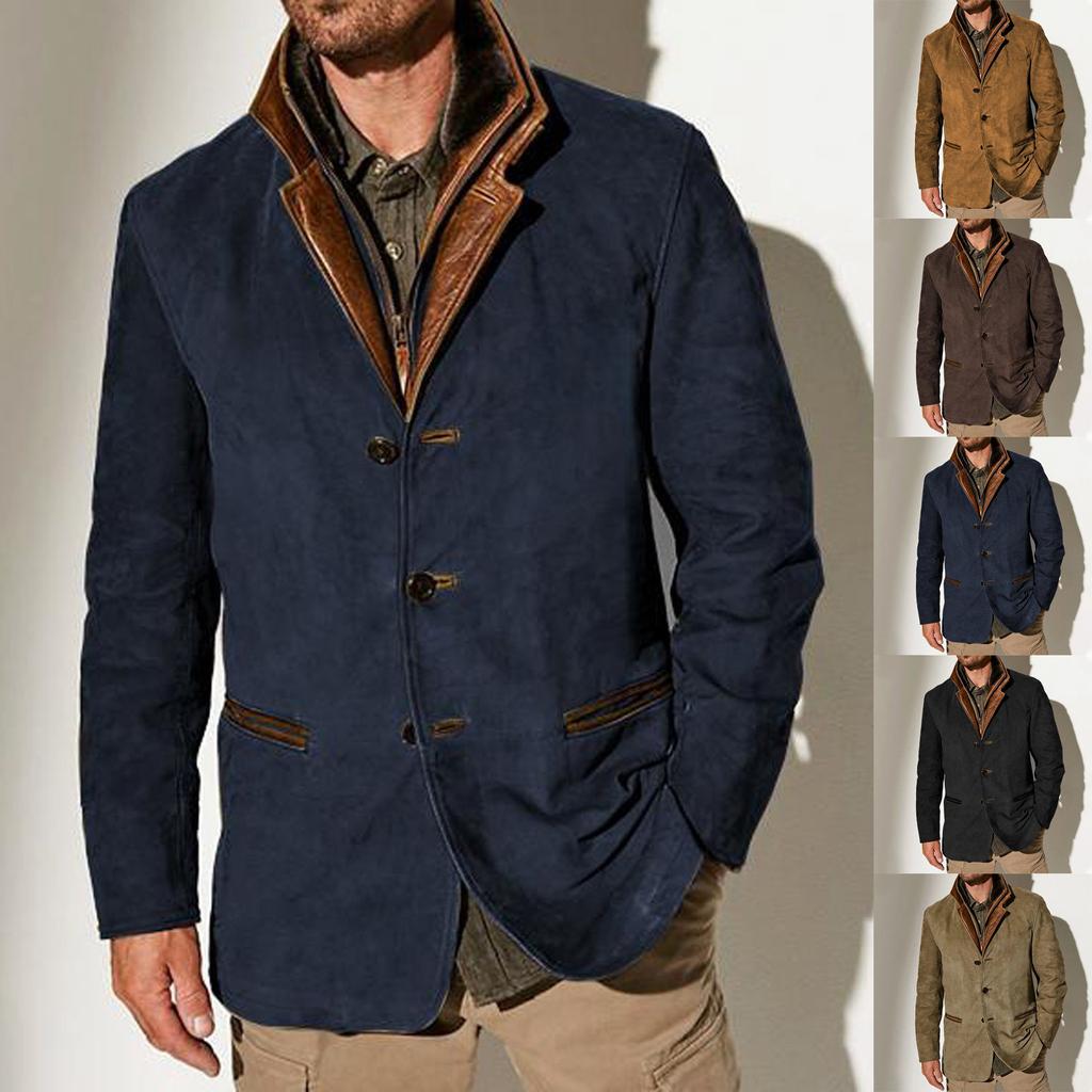 Мужская однотонная рабочая куртка с накладными карманами на пуговицах, мужское повседневное длинное пальто