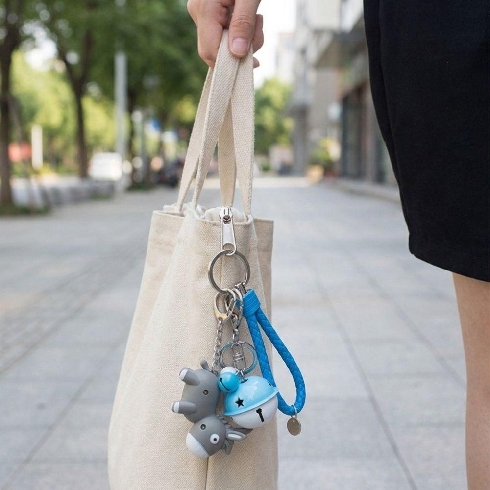 Cute Donkey Luminous Keychain LED Light Fingertip Clicker Donkey Sounding Key Ring Handbag Decor