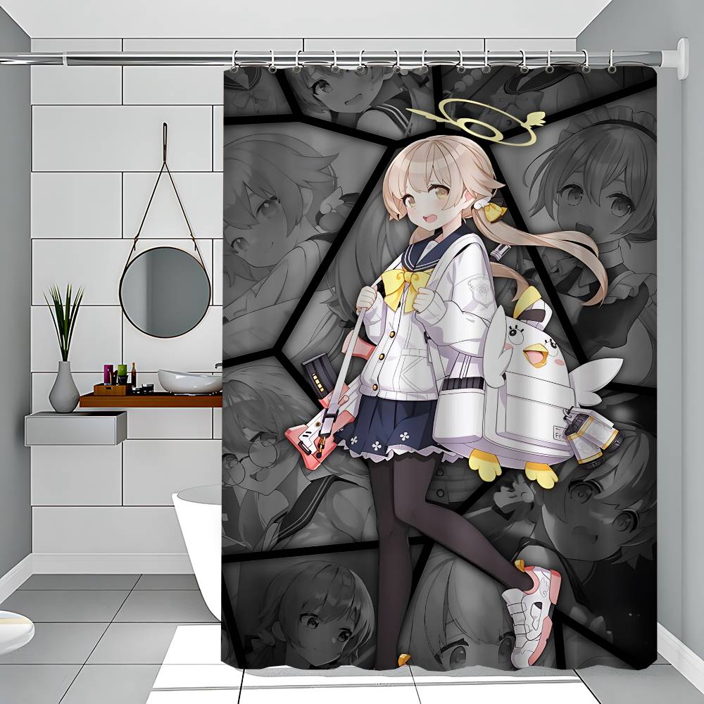 Game N-Nikke Waterproof Polyester Shower Curtain Waterproof Bathroom Curtain Liners 90X180Cm With 12 Hooks