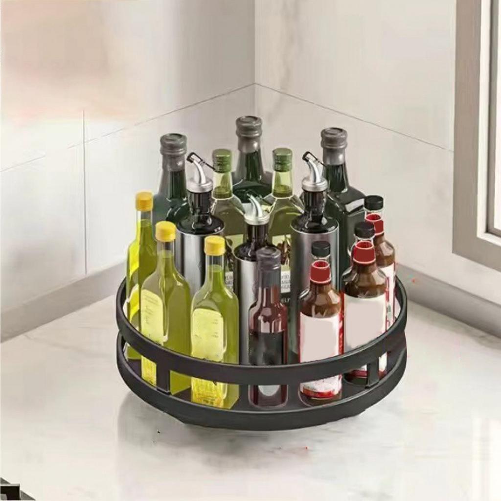 Вращающийся кухонный лоток для хранения, вращающийся на 360 градусов, органайзер для специй, подставка для специй из углеродистой стали
