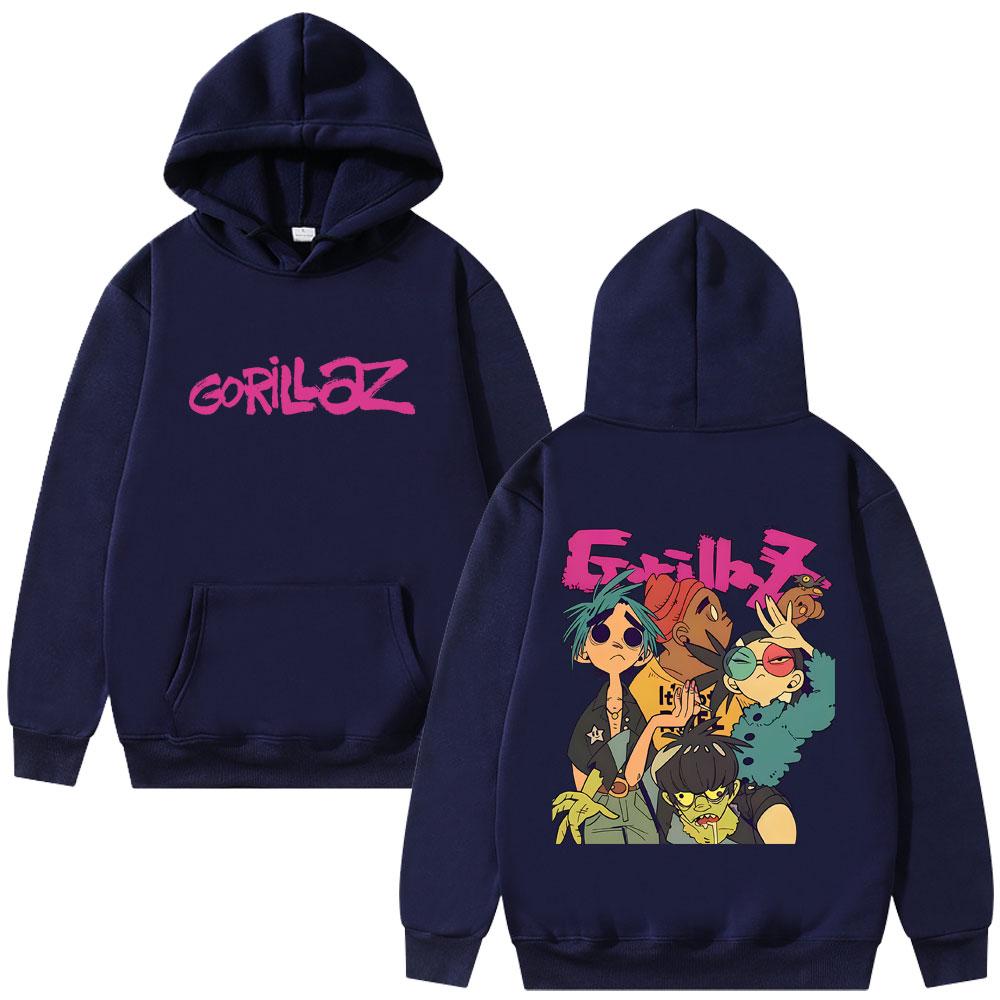 Худи Gorillaz Мужское Женское Хип-Хоп Мода Оверсайз Флисовые Худи Мужская Готика Рок Альтернативная Толстовка с Капюшоном