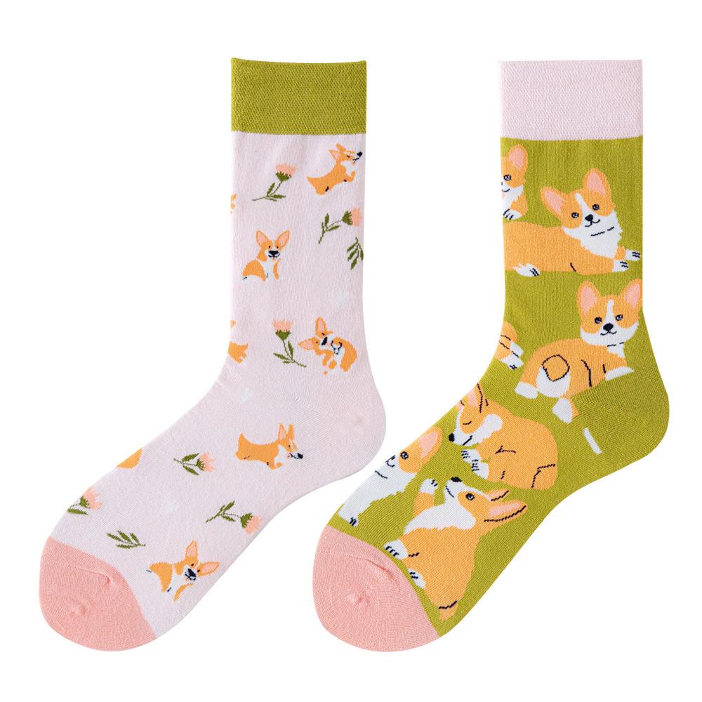 Asymmetric Colorful Christmas Cotton Socks for Couples