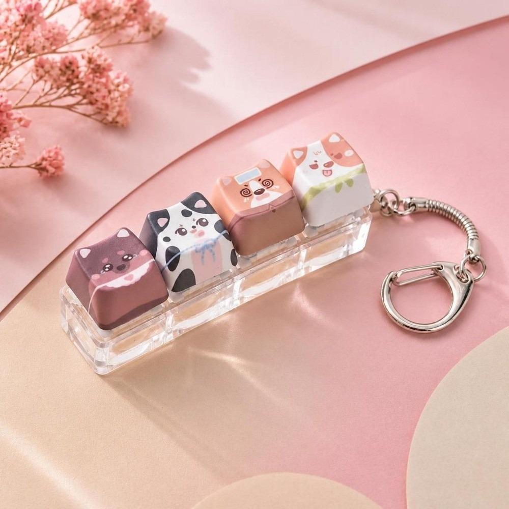 Stress Relief Fidget Button Keychain 4 Keys Design Bag Key Decor Backpack Pendant