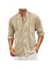 Men's Casual Cotton Linen Stand Collar Shirt - European & American Style for Summer Beach Vacation 2026