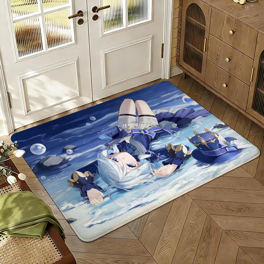Game Genshin Furina Floor Mat Soft Thickened Absorbent Non-Slip Bedroom Living Room Door Mat Home Decor Flannel Rugs