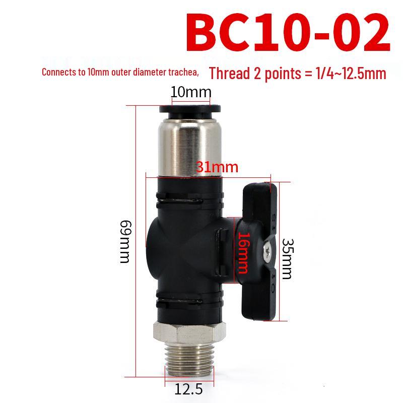 Pneumatic PU Tube Quick Connector Hand Valve BUC6/8/10/12mm for Air Compressors