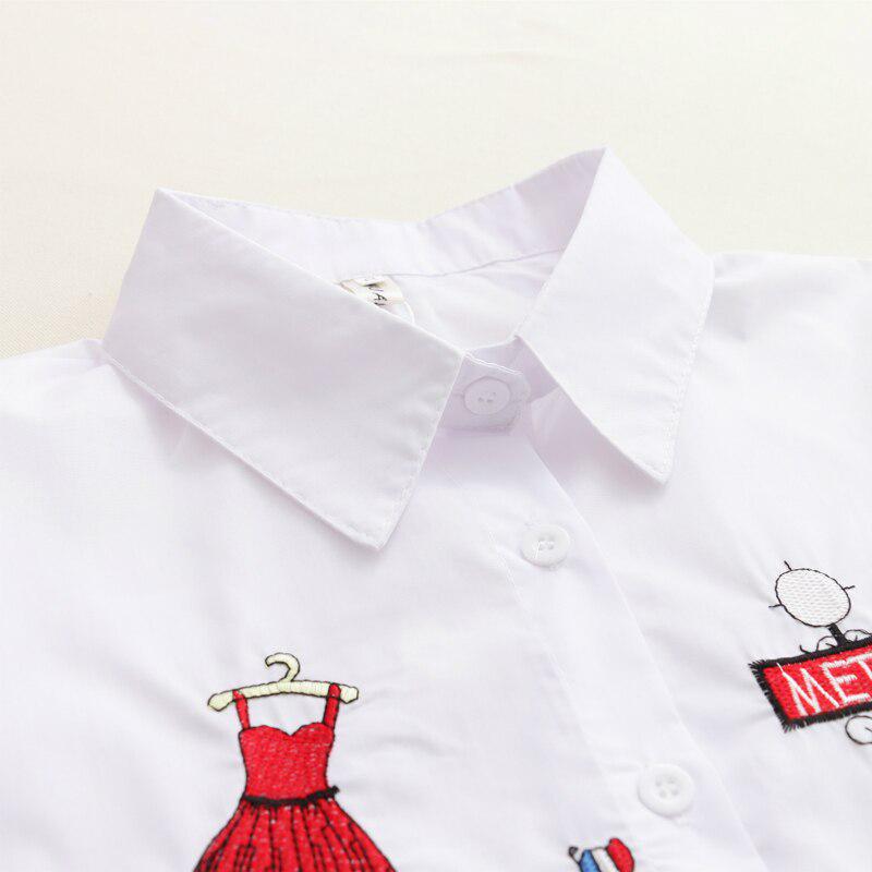 Женская белая рубашка с мультяшным принтом