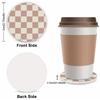 Khaki Checkered Steering Wheel Cover For Women,Universal Auto Steering Wheel 14-15 Inch Car Interior Accessories With 2PCS Car Coasters,Suitable For