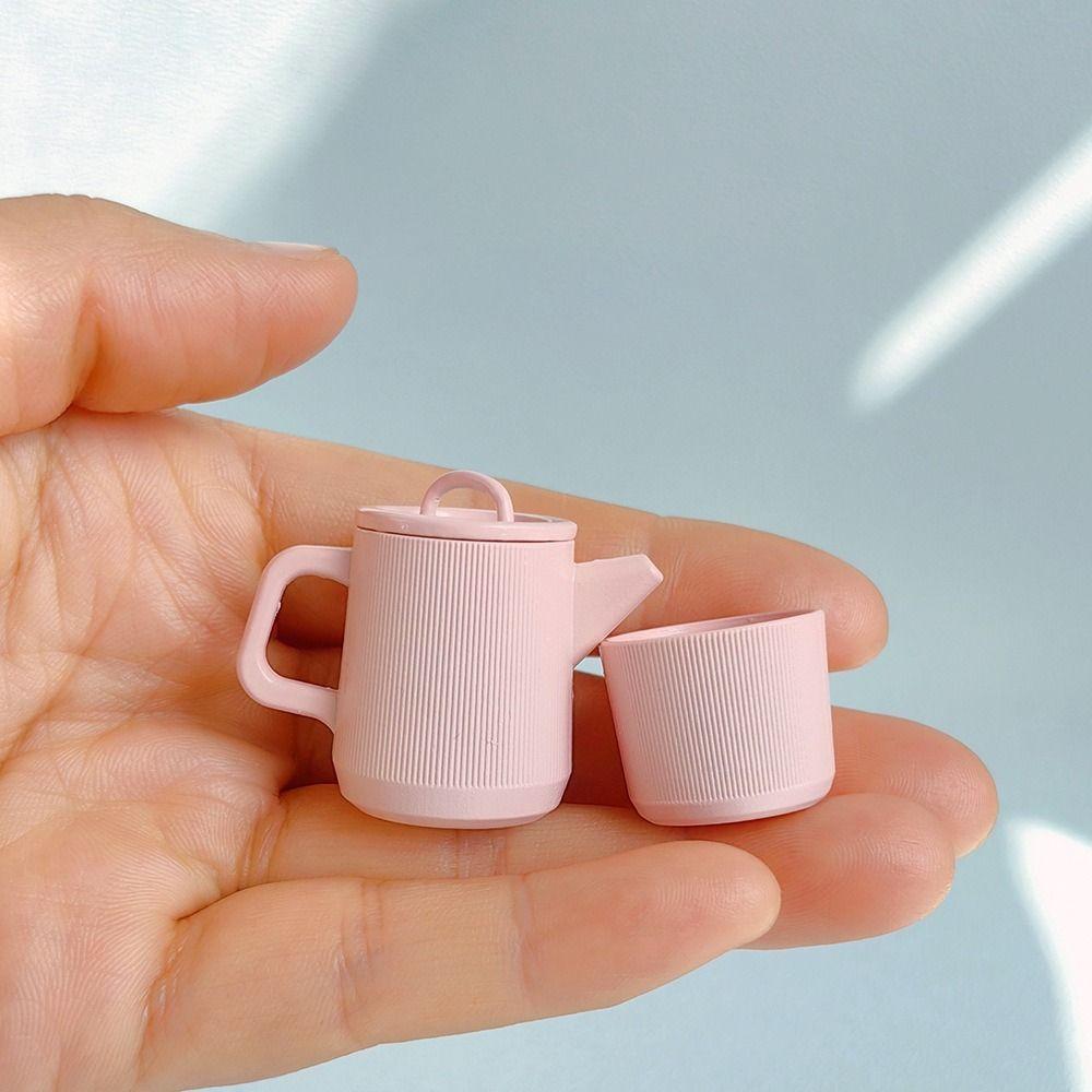 1/6 Doll Kettle Cup Set Alloy Miniature Drinkware Creative Dollhouse Teapot