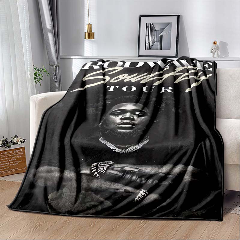 Hip Hop Rapper Blanket Rod Wave Flannel Blanket Soft Warm Throw Bedroom Decor Napping Couch Sofa Bed Chair Cover for Boys Girls