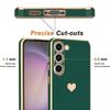 Coque - BOOLING - pour Samsung Galaxy S23 FE - Antichoc - Silicone Hybride - Vert Nuit - Motif Cœur Plaqué Or