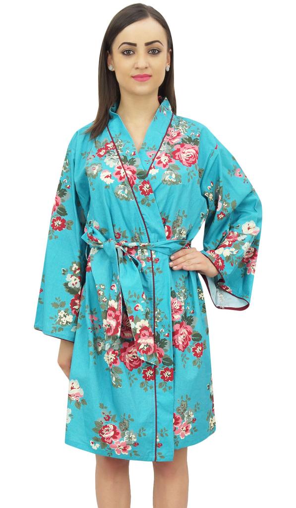 Bimba Women's Full Sleeve Kimono Robe With Belt Floral Print Cover Up