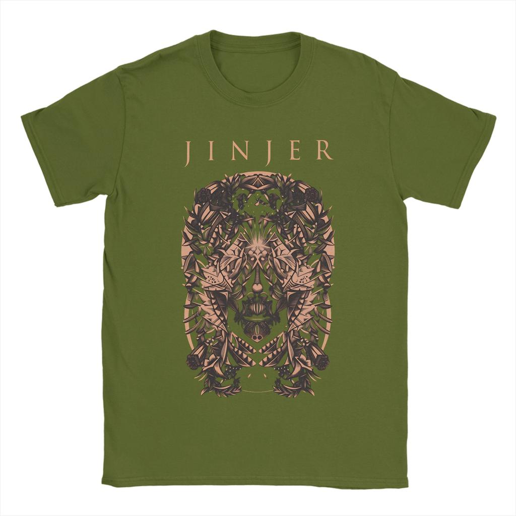 Casual Jinjer Band Logo TShirt for Unisex Round Neck Cotton T Shirts Short Sleeve Tees Gift Clothing