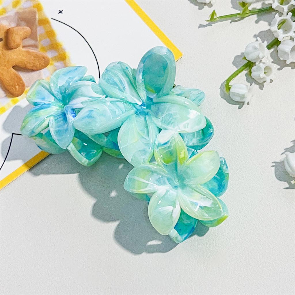 Элегантный мраморный зажим-краб для волос с франжипани, многоцветный вариант, практичный полимерный аксессуар для волос на каждый день