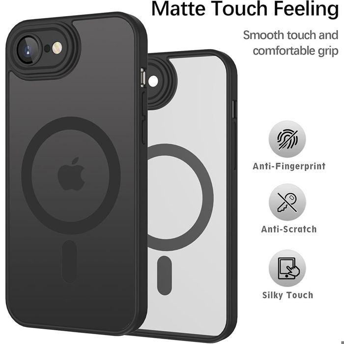 Coque pour iPhone 17e, avec Anneau Magnétique et Protection Caméra Intégrée - Noir