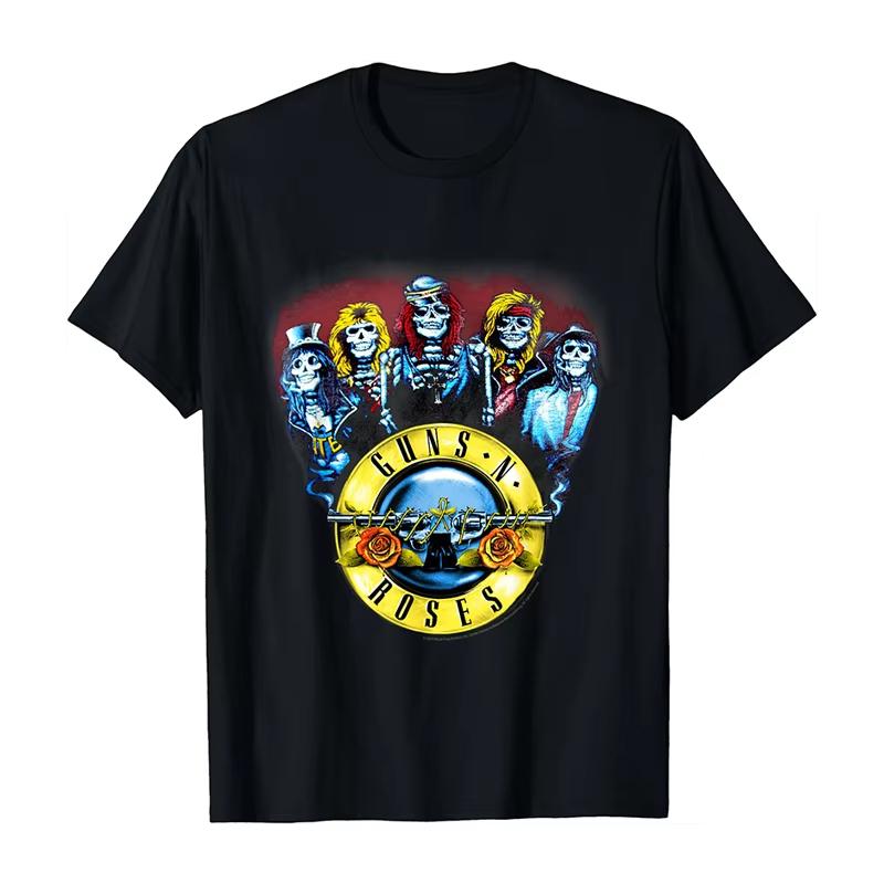 2025 Новые Guns N 'Roses Рок Панк Американский Оверсайз Хай Стрит Мужская и Женская Летняя Хлопковая Американская Удобная Футболка