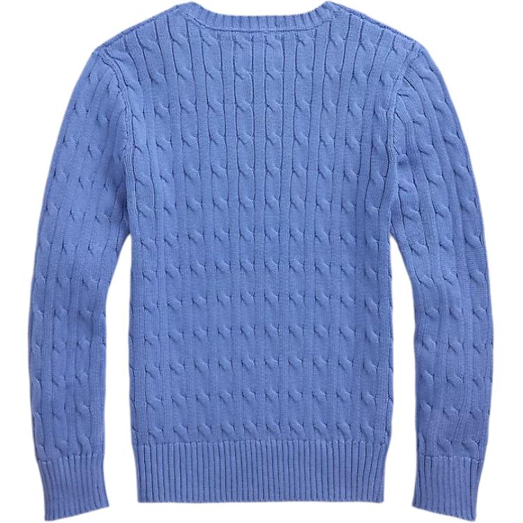 Polo Ralph Lauren свитер Ss24 однотонный вышитый логотип с косичным узором вязка круглый вырез повседневный трикотаж детские свитера небесно-голубой 323816927-034