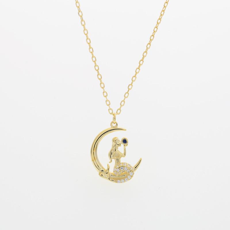 Ожерелье «Лунная русалка» для женщин, легкая, роскошная, модная, высококачественная, лунная, ключичная цепочка, корейский нишевый дизайн