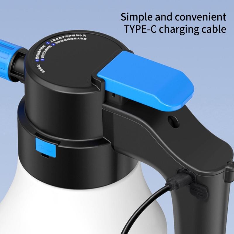 Электрический пенный распылитель 1,5 л Генератор пены для мойки автомобилей Литиевая батарея 3000 мАч Пенные насадки Автомойка Пенный распылитель