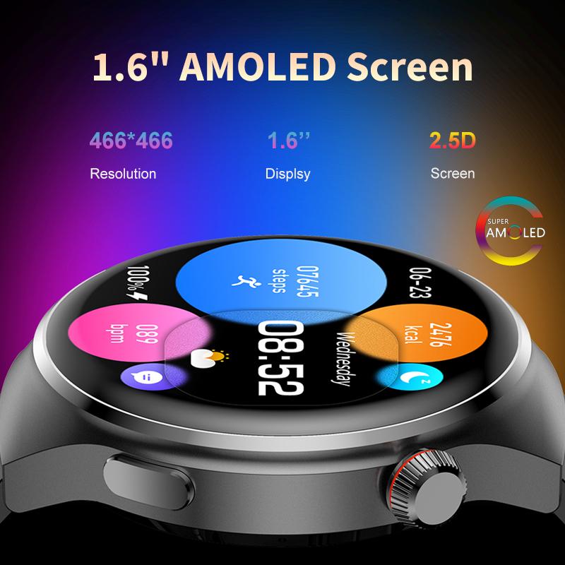 Для SACOSDING NFC Watch 4 Pro NFC Смарт-часы Мужские AMOLED 360*360 HD Экран Артериального Давления BT Call IP68 Водонепроницаемые Смарт-часы