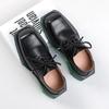Мужские повседневные кожаные туфли дерби, мужская обувь с квадратным носком, модная, персонализированная дизайнерская обувь, мужская обувь на шнуровке, на толстой подошве, увеличивающая рост