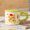 Couple with Cover Spoon Mug Cute Kitten Cartoon Large Capacity Set Souvenir Ceramic Cup Office Cup