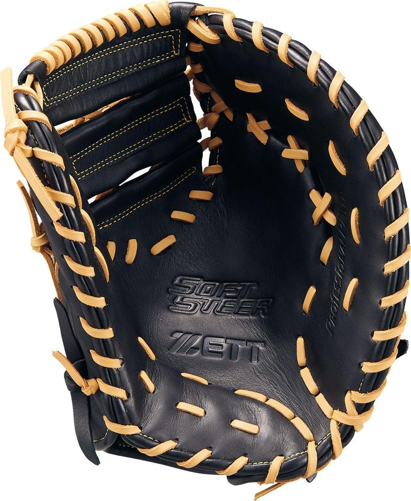 ZETT Мягкая перчатка первой базы Soft Steer для черного цвета x пастельно-коричневого BRFB35513F для леворуких бросающих, (1932 год),