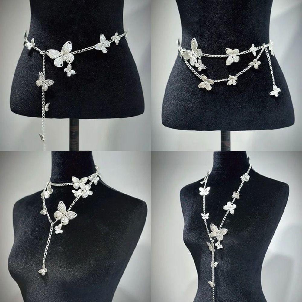 Punk Butterfly Waist Chain Hip Hop Dress Belt Chain Fashion Metal Chain Waistband for Women