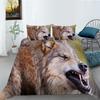 Bedding Two- Or Three-Piece Polyester Ferocious Wolf Digital Print