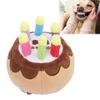 Dog Birthday Cake Toy Plush Candle Birthday Cake Toy Squeaker Chew Dog Toy for Dogs