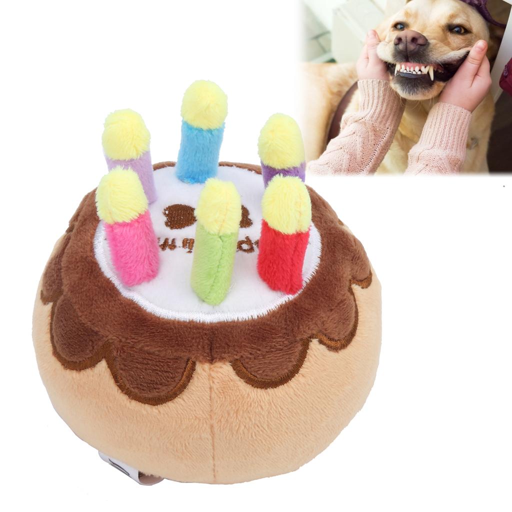 Dog Birthday Cake Toy Plush Candle Birthday Cake Toy Squeaker Chew Dog Toy for Dogs
