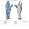 Cute Shark Blanket Plaid Women Pajamas Sleeping Bag Fabric Robe Shark Blanket Plaid Gown Adult Homewear Nightgown Comfy Bathrobe