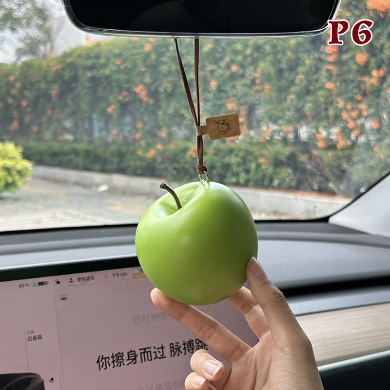 Simulated Fruit Car Ornament Cute Foam Fruit Decoration Persimmon, Orange, Peach Shapes Auto Interior Decor Accessories