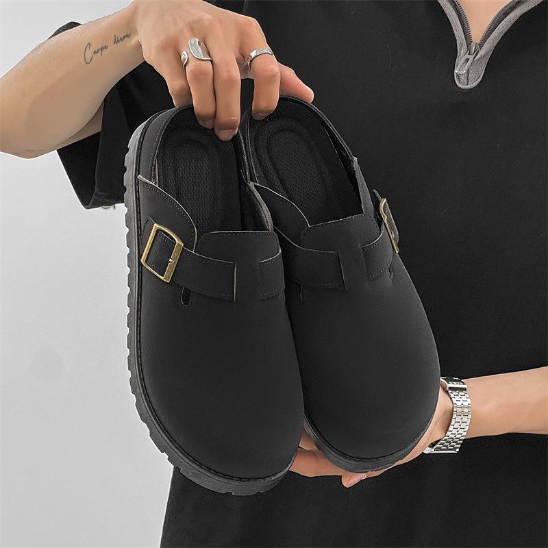 Новые мужские тапочки ниша манго голова низкий верх полу-шлепанцы ленивый человек одна педаль сумка голова шлепанцы мужские