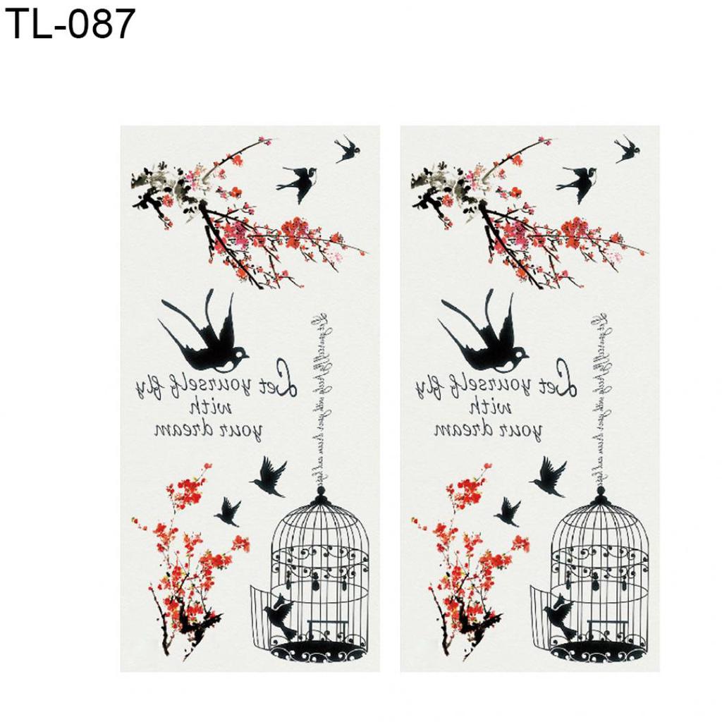 2 листа перо розы письмо бабочка временная татуировка рука боди-арт наклейка