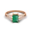 7X5MM Octagon Emerald Gemstone 925 Sterling Silver Rose Plated Solitaire Split Shank Women Wedding Ring