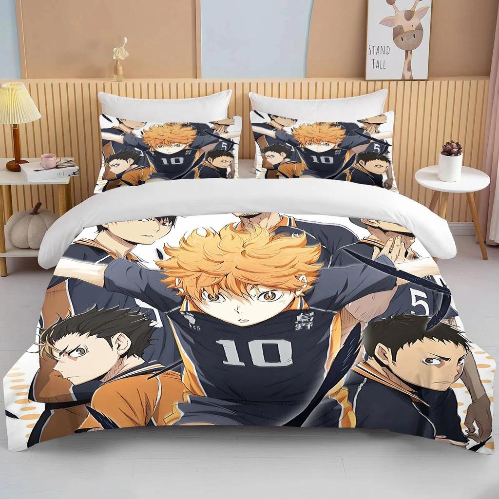 10 размеров Комплекты постельного белья Haikyuu Мультяжное одеяло Покрывало Аниме Пододеяльник Наволочки Комплекты Взрослые Дети Комплекты постельного белья
