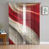 Marble Texture Red Tulle Curtains For Living Room Bedroom Voile Sheer Curtain Window Home Decor Drapes