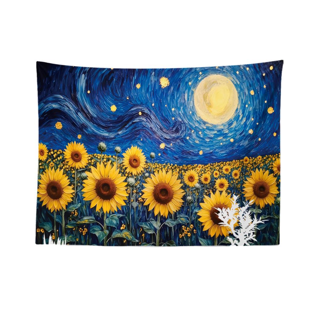 1pc Sunflower Print Tapestry Multi Size Living Room Bedroom Wall Art Decoration Machine Washable Background Cloth Space Pendant