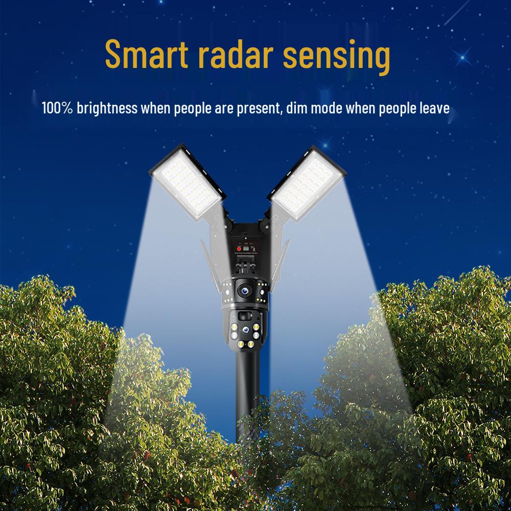 V380 Solar WiFi Street Light: 4G Dual Lens Night Vision, Waterproof Camera