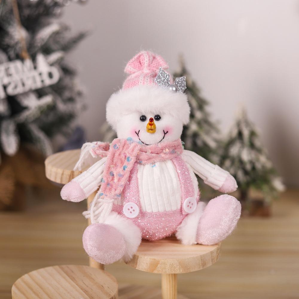 Sitting Knitted Elk Snowman Doll Realistic Christmas Pink Doll Decorations Kids Birthday Christmas