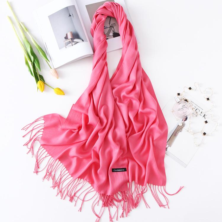 2024 Autumn And Winter New Solid Color Extended Thin Imitation Cashmere Scarf Versatile Warm Neck Protection Scarf Shawl For Women