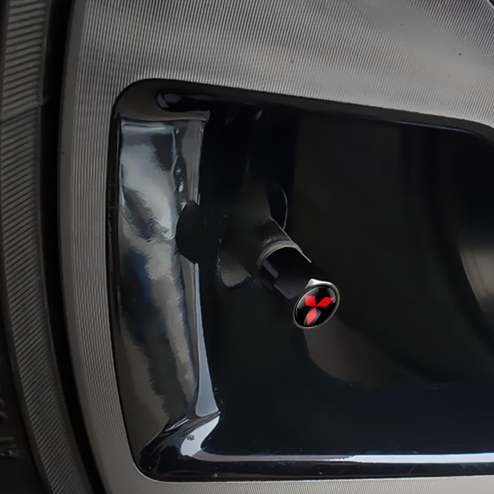 Car Emblem Wheel Tire Valve Caps Tyre Rim Stem Dustproof Covers For Mitsubishi Outlander Pajero Lancer Eclipse Cross Ralliart EX
