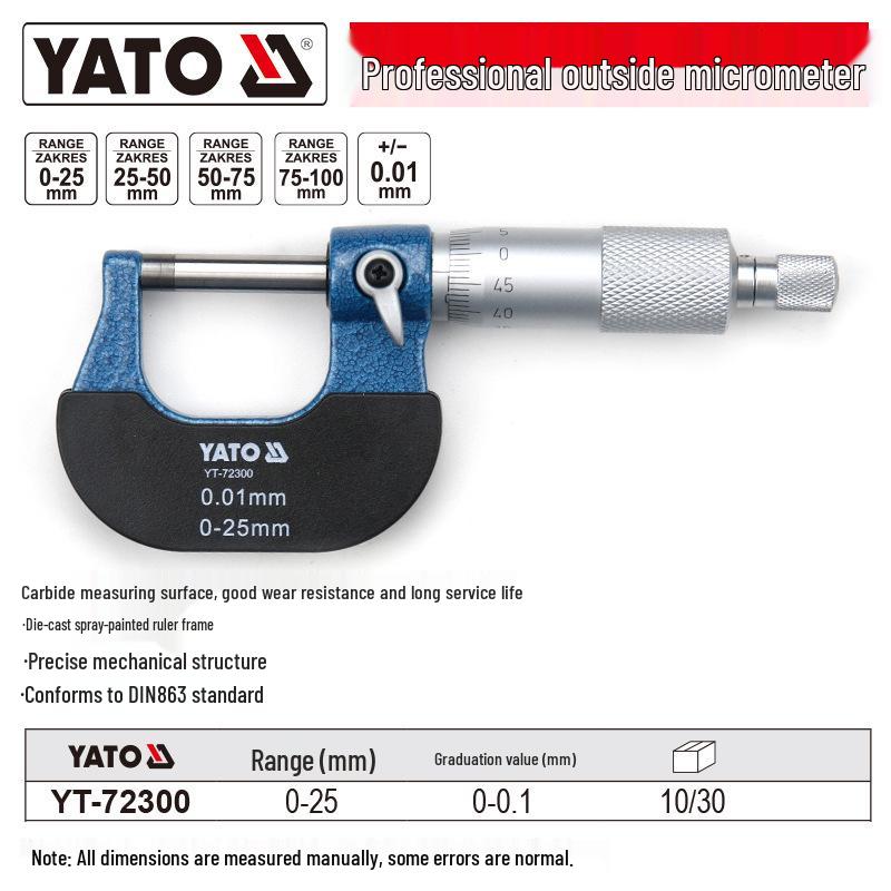 YATO Высокоточный внешний микрометр спиральный глубиномер