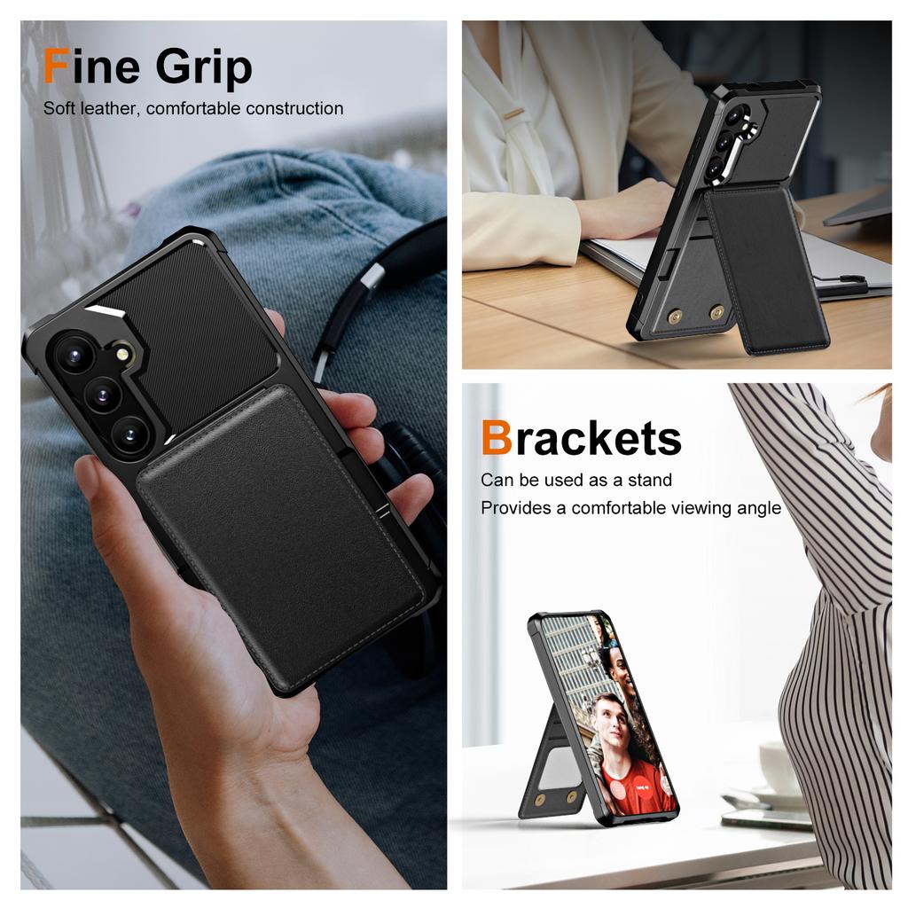 For Samsung Galaxy S24 FE Case Card Slot Kickstand PU+TPU Phone Cover